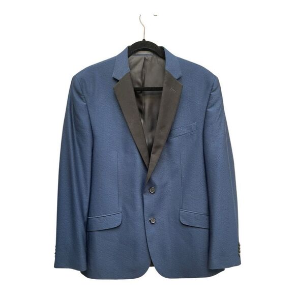 Kenneth Cole Blue Tuxedo Sports Coat Size 42 R Classic Two Button Blazer EUC - Picture 1 of 7